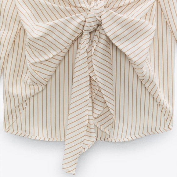 NWT ZARA STRIPED BOW BLOUSE - Picture 3 of 8